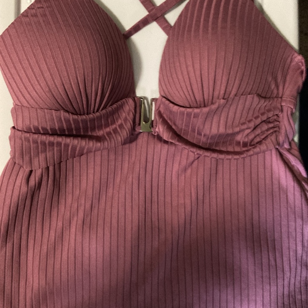 Ribbed Mauve Halter Top